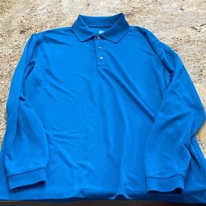 PGA Tour Vibrant Blue Long Sleeve Polo